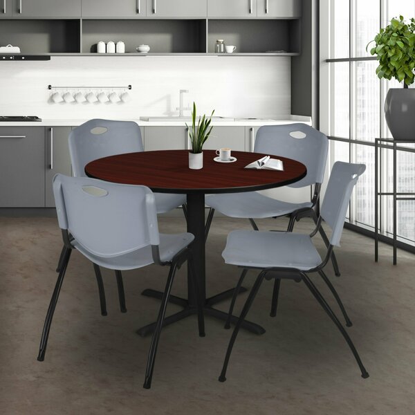 Cain Round Tables > Breakroom Tables > Cain Round Table & Chair Sets, 48 W, 48 L, 29 H, Mahogany TB48RNDMH47GY